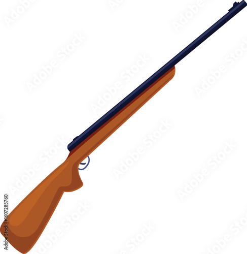 Classic hunting rifle isolated on white background, featuring a wooden stock and blue barrel, ready for hunting or sport shooting