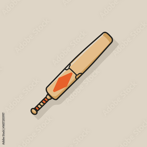 Cricket bat in flat design on neutral background  