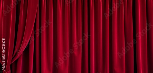 Deep burgundy velvet curtain backdrop, elegant folds,  smooth surface,  folds