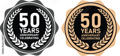 50 Years Anniversary Emblems for Long-Term Achievement Recognition