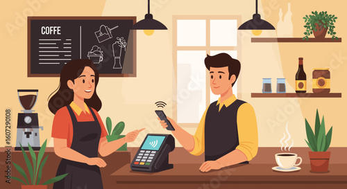 Contactless Payment at the Coffee Shop Counter