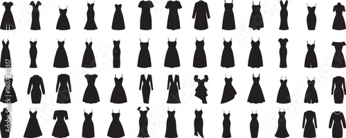 Black dresses silhouettes various styles fashion clothing
