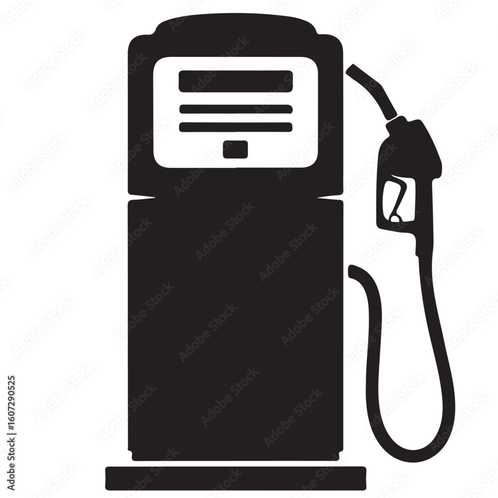 Black and white gas pump illustration, vector