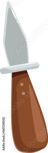 Oyster knife featuring a short, sturdy blade and a comfortable wooden handle, perfect for shucking oysters