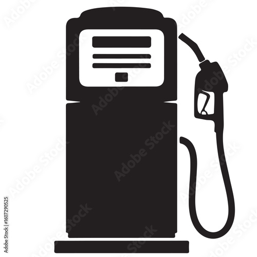 Black and white gas pump illustration, vector