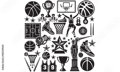 Basketball Clipart Bundle – Icons, Players, Slam Dunk, Fire Ball & Vector Sports Art
