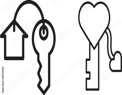 Home and Love Keys - Real Estate & Relationship Icons