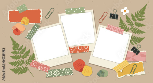 Vintage Photo Album Layout With Natural Elements