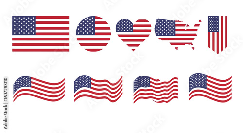 A Diverse Collection of American Flag Designs Celebrating Patriotism and Independence