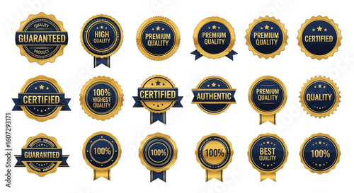 Set of Premium Quality Badges and Seals for Certificates and Awards