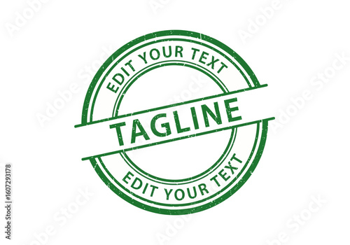 Green Stamp Design with Editable Text and Tagline Placeholder for Branding and Marketing