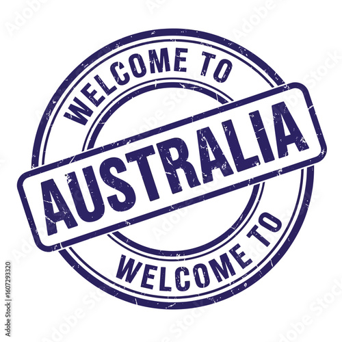 Welcome to Australia Vintage Style Stamp Design for Tourism and Travel