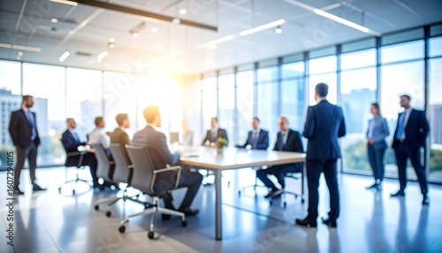Blurred business meeting in modern office