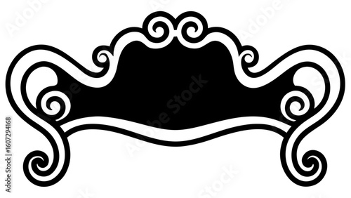 Vector Elegant ornate flourish frame design for invitations or decorative titles silhouette no background
