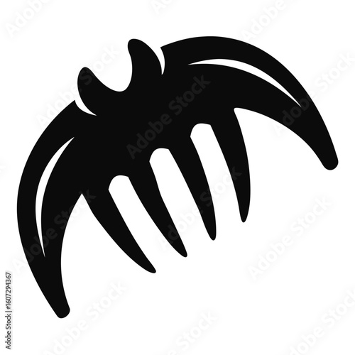 Simple silhouette of a claw hair clip with curved teeth
