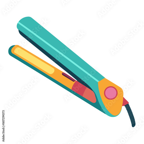 Colorful flat iron hair straightener illustration