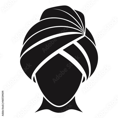 Elegant silhouette of a headwrap or turban style accessory