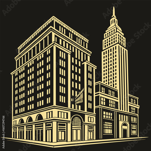 luxury seamless geometric pattern, gold on black background vector design Art Deco style, high contrast elegant lines