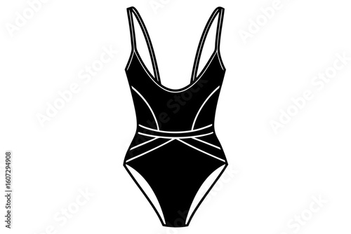 Fashion Swimsuit Vector with Cutout Design and Sleek Straps
