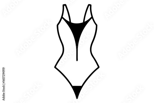 Elegant One-Piece Swimsuit Vector with Straps and Side Cutouts
