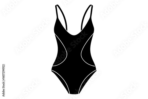 Chic One-Piece Swimsuit Vector with Elegant Side Openings
