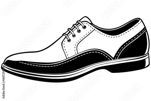 Oxford Lace-Up Shoes Vector in Side Profile View