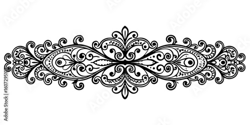 Vector Elegant black ornate swirl flourish design adds sophisticated detail to any creative project silhouette no background