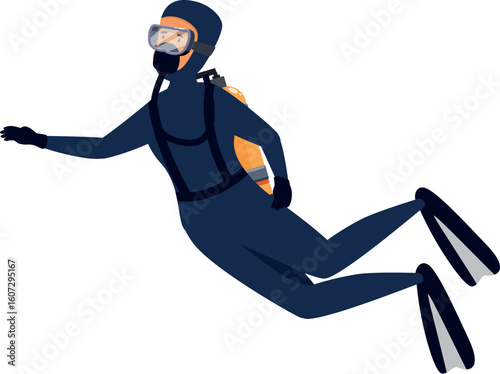 Professional diver exploring underwater environment with scuba gear