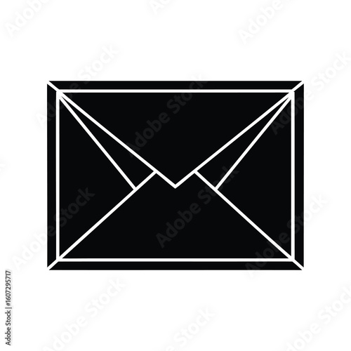 Stylized black and white envelope icon for communication and messaging purposes