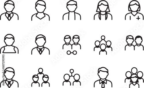 Diverse Representation People Icons Set Illustrating Leadership Collaboration and Teamwork Human Resources Visuals for Presentations and Designs
