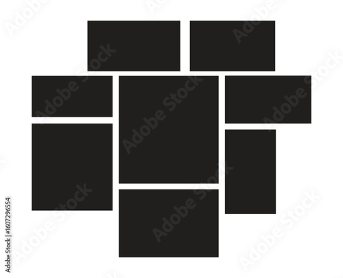 Asymmetrical 8 photo collage vector illustration. Tiles pattern for web and mockup presentation. pattern photo frames template collage design composition backgrounds.
