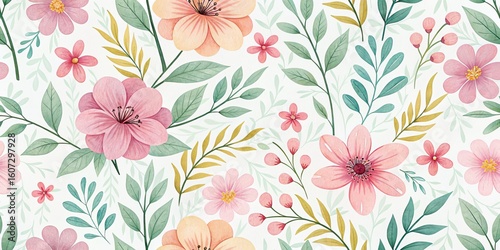 Watercolor Floral Pattern w...