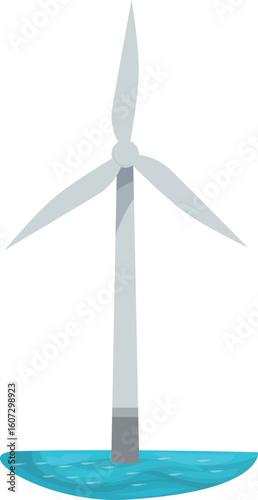 Offshore wind turbine generating renewable energy in the middle of the ocean, promoting sustainable practices