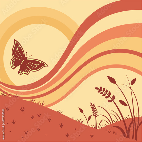 warm color gradient minimal vector background flowing shapes orange red yellow autumn background with leaves