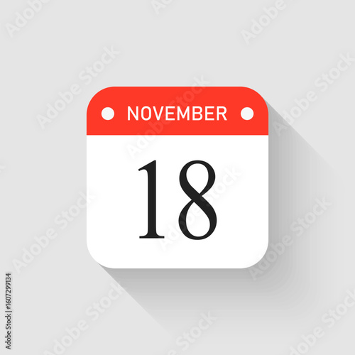 Vector icon page day calendar - 18 November month