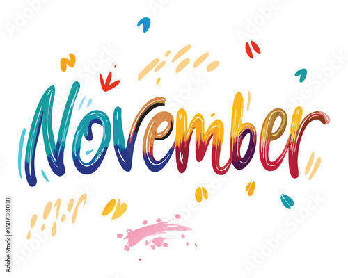 Colorful november month graphic element for seasonal designs and autumn marketing materials use it now, November text design