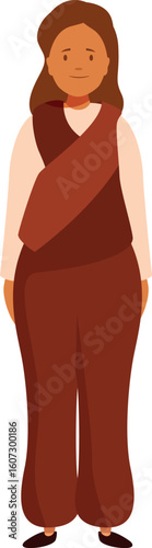 Serene buddhist nun standing in traditional maroon robes, representing spirituality, peace, and religious devotion