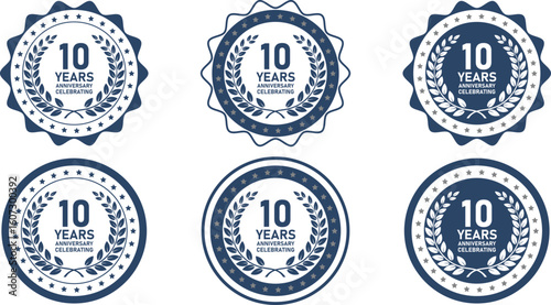 10 Years Anniversary Icons for Company History and Loyalty Awards