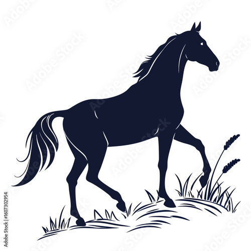Elegant horse silhouette on a clean white background