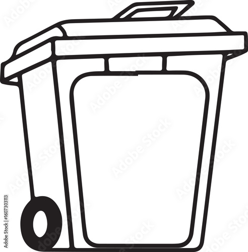 Illustrated waste containers with recycling labels used to teach proper garbage