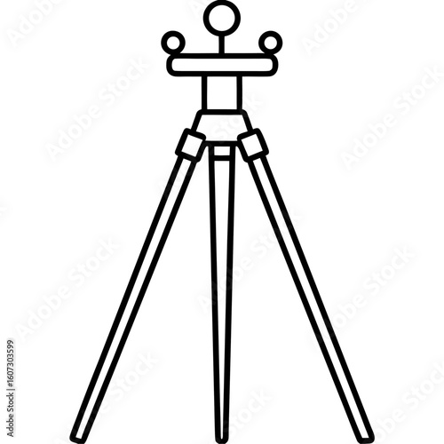 Line art illustration of a tripod head with adjustment knob for advertising