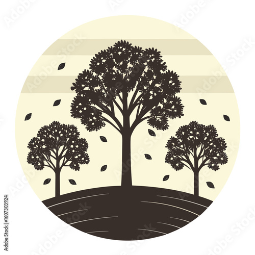 Autumn trees falling leaves nature season