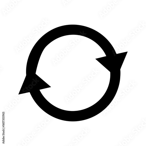 Curved arrow looping clockwise in minimalist flat design with clean background