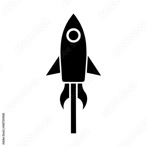 Minimal rocket shape in silhouette style for launch growth or startup themes