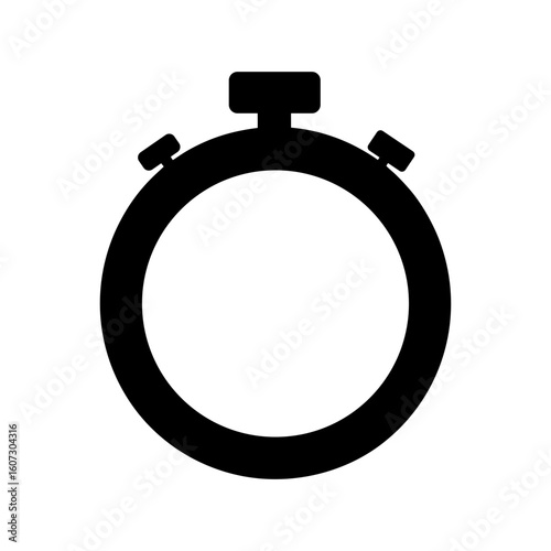 Minimal stopwatch icon in silhouette with single dial for timing and precision
