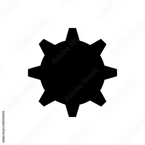 Mechanical gear icon in silhouette with six pointed edges for settings theme