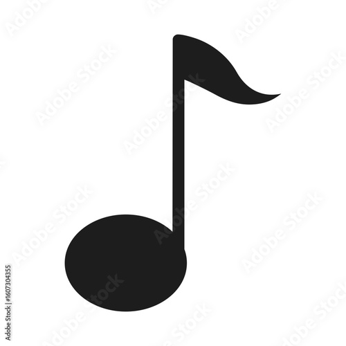 Music note icon with single stem in clean silhouette for audio or song concepts