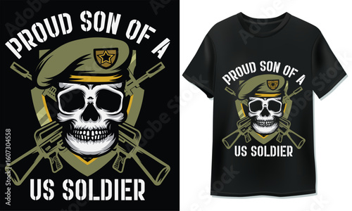 Proud Son Of A US Soldier  Military T-Shirt Design