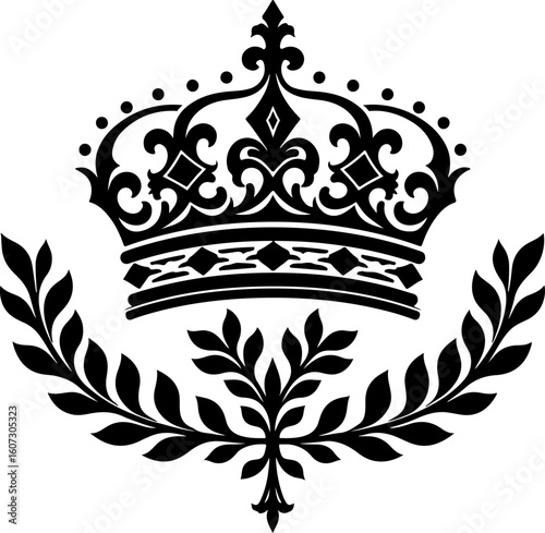 royal crown, laurel wreath, king symbol, queen  vector bundle