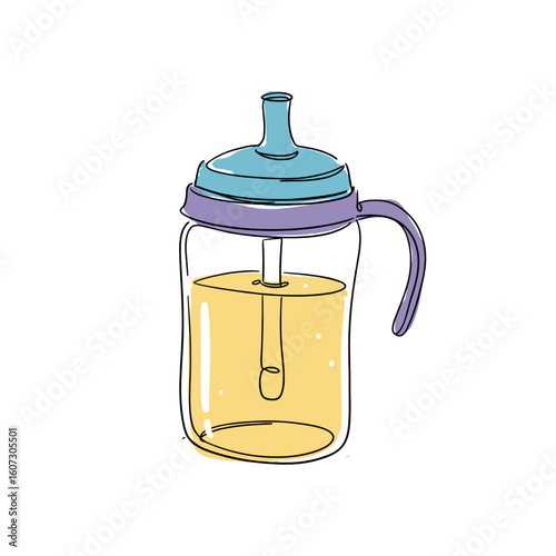 Colorful sippy cup with straw and handle for toddlers  